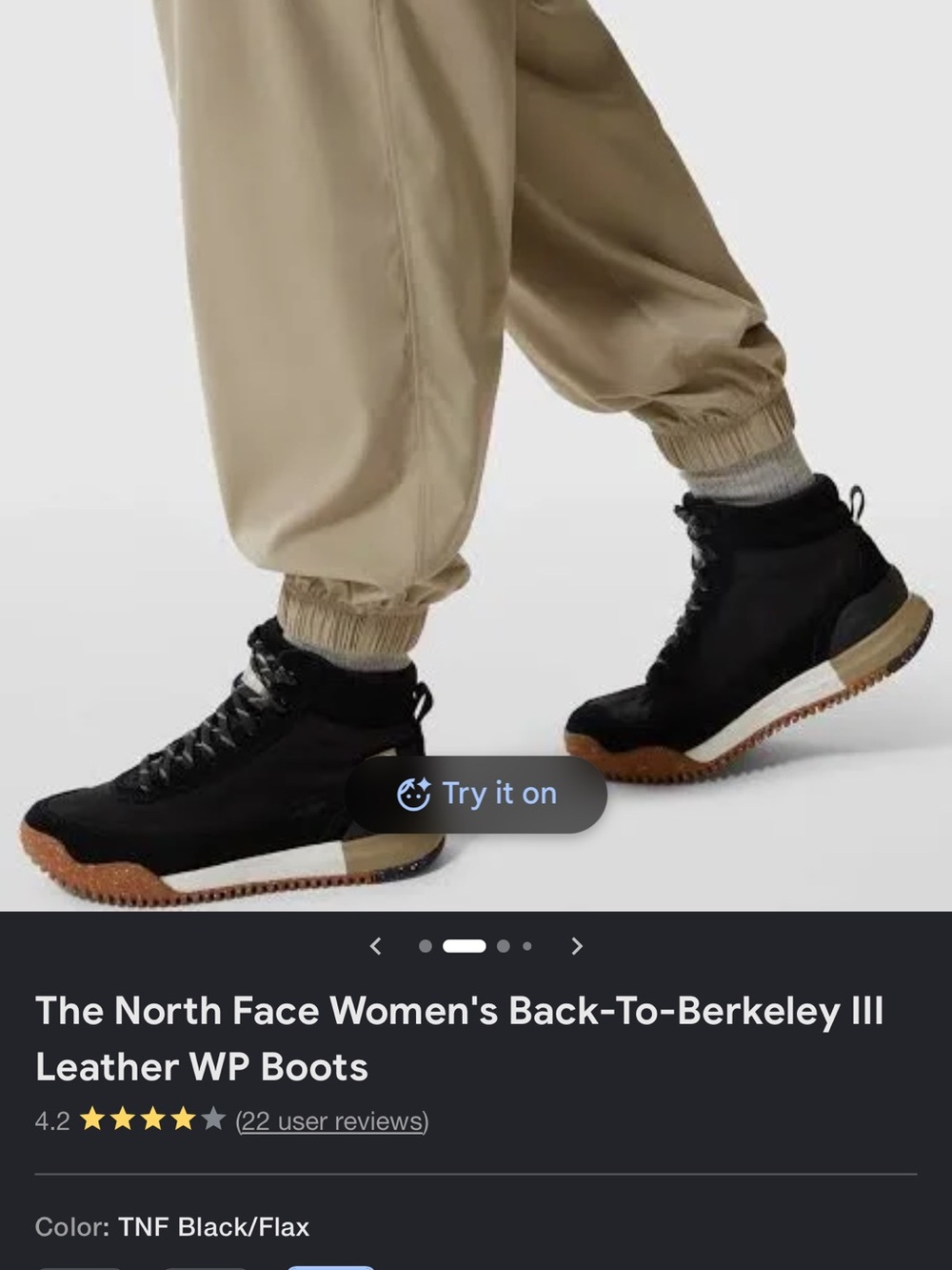 The North Face Women's Lace-Up Hiking Boots in Black with Flax Sole Accents
